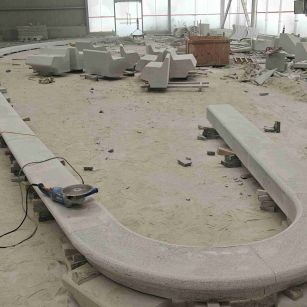 本溪 芝麻白花岗岩弧形花坛石，坐凳石