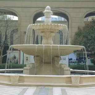 本溪 黄金麻花岗岩异型加工——户外庭院石雕流水喷泉