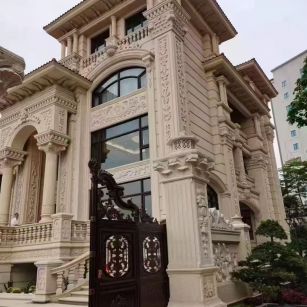 本溪 黄金麻花岗岩别墅外墙干挂效果展示