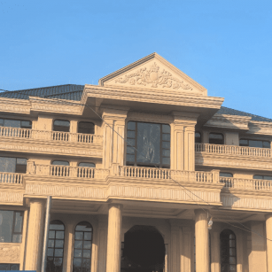 本溪黄金麻别墅外墙干挂石材效果示例