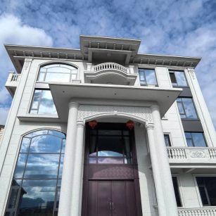 本溪白麻别墅外墙干挂石材效果示例