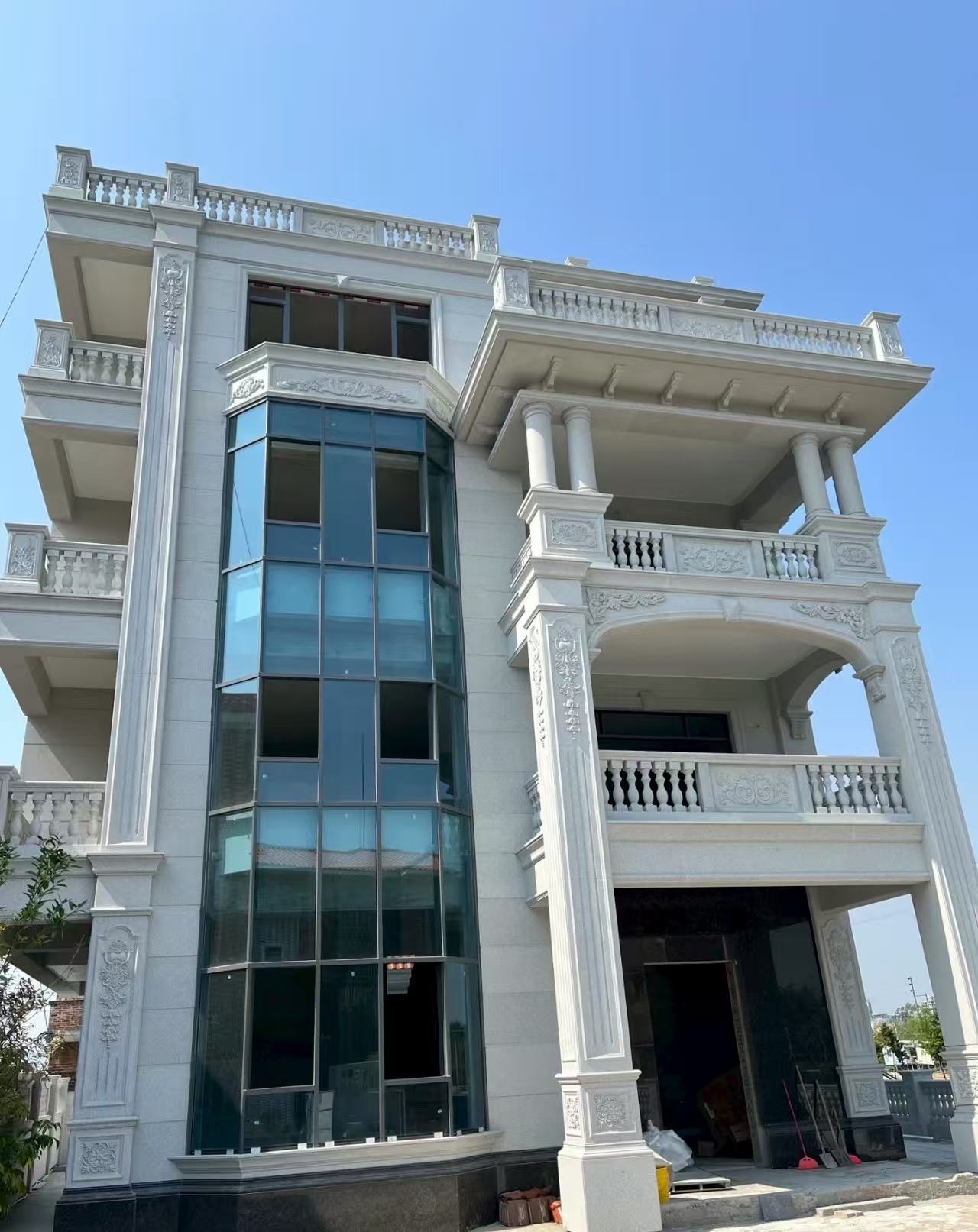 本溪 白麻花岗岩别墅外墙干挂效果展示