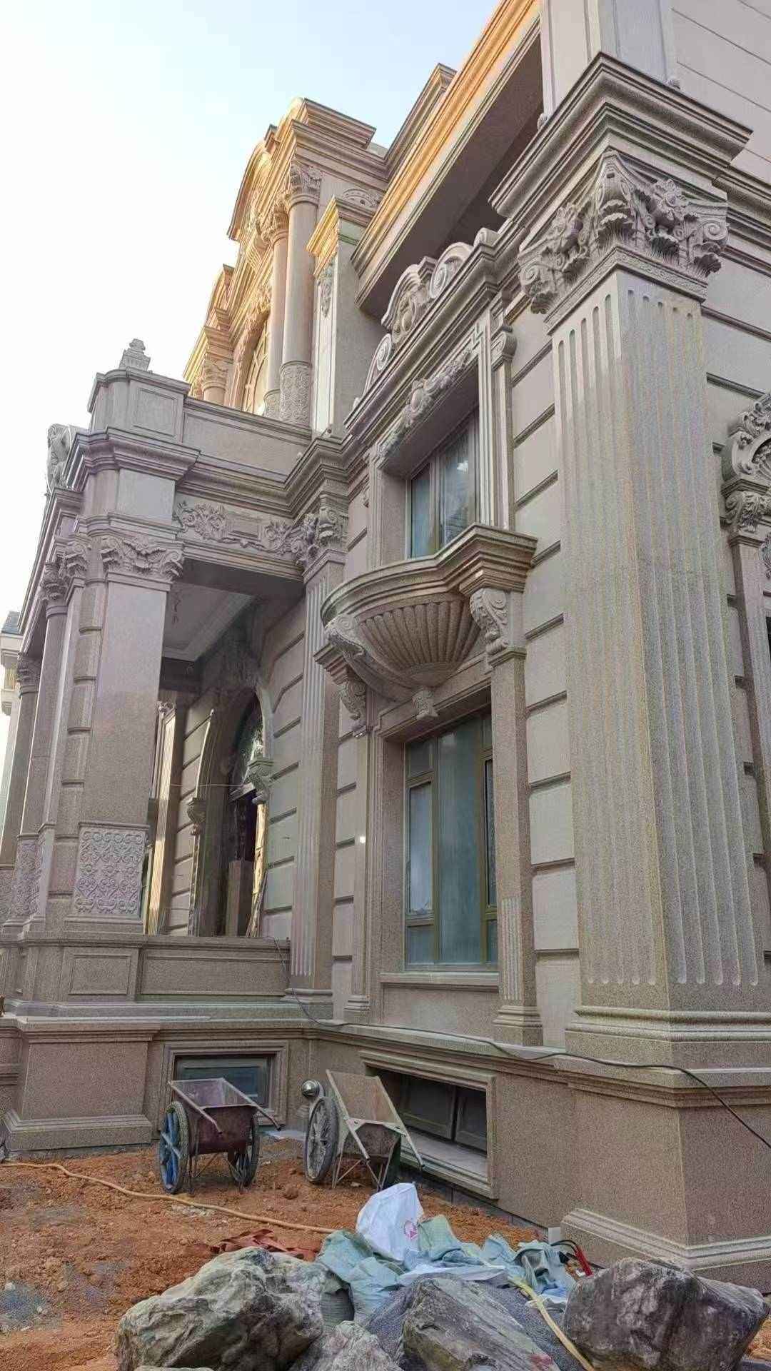 本溪 黄金麻花岗岩光面别墅外墙干挂施工完成